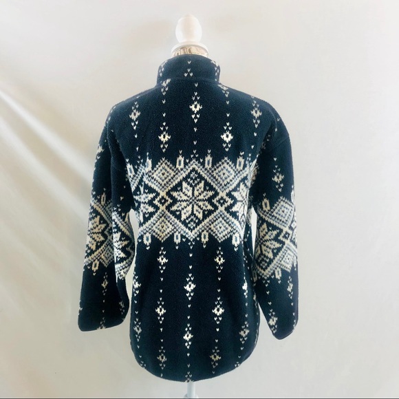 Vintage Eddie Bauer Made in Canada Blue Nordic Pullover Fleece Women Medium - Picture 4 of 9